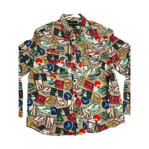 Banana Republic Men's Size Large Patchwork Expedition Button Down Shirt - Picture 7 of 12